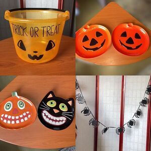 Halloween Bundle (Plates, Decorations, Trick/Treat Bucket & Pumpkin Lantern)